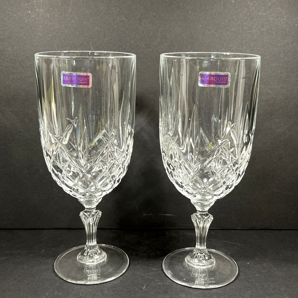 Waterford Crystal Marquis Markham Iced Beverage Glasses Set 2 Goblets Unused