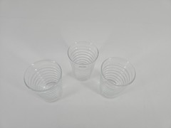 Set Of 3 Vintage Ribbed Clear Juice Glasses