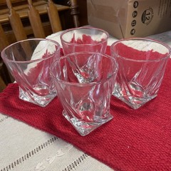 Mikasa “Motion” Twist Rocks Glasses, 3-3/4”T Set Of 4 Square Bottom