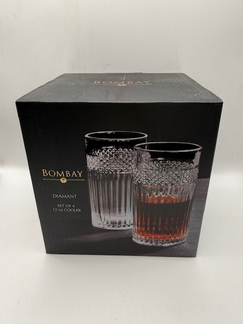 Textured Drinking Tumblers Set of 4 Cooler Glasses 12 oz