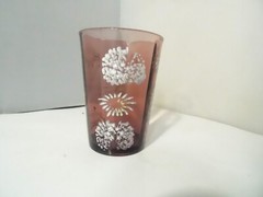 EAPG Amethyst Purple 4″ Tumbler with White Floral Decoration