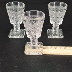 3 Vtg Imperial Glass Cape Cod Clear Low Water Goblet MCM Footed Stemmed 3.75″
