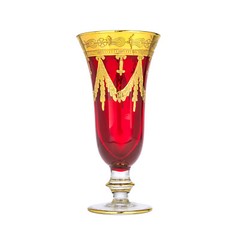 Interglass Italy Crystal Glass – 24K Gold Ruby Red Italian Champagne Flute