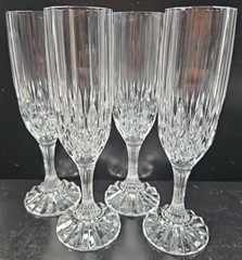 (4) Cristal D’Arques Bretagne Fluted Champagne Set Vintage Crystal Cut Stemware