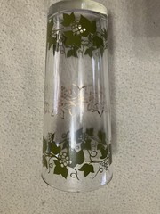 MCM Set of 5 Grapevine Highball Glasses – Olive & Gold – Libbey Style, 1950s