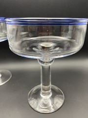 2 Sonoma Life + Style Nantucket Collection Coupe/Margarita Glasses, Blue Stripes