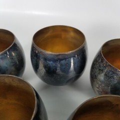 VINTAGE MCM Silver Mirror Plated Barware Tumbler Punch Cups 6pc
