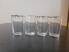 Lot of 4 Vintage MacBeth-Evans MBE4 4oz. Glass 3.5″ with Platinum/Silver Rim