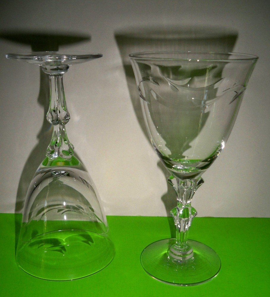 VTG Tiffin Franciscan Crystal Water Goblet Wine Glass Stem 17492 Petite Etched