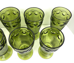 8 ~ VTG Bartlett Collins St Genevieve Green Goblets Manhattan Glasses Bullseye