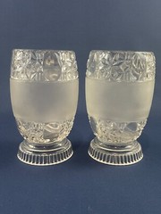 2 Antique Victorian clear & frosted pressed glass vases c.1880-90s