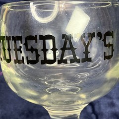 Tuesday’s Clear Glass Goblet Chalice Barware Restaurant Promo Stemmed Beer Cup