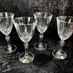 4 Cristal De Flandre Salzburg Wine Water Glasses Goblets Crystal 7 3/8”France