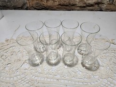 Etched Wheat Hurricane Dessert Glass Set of 8