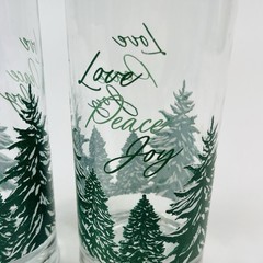 2 Libbey Royal Norfolk Winter Wonderland Glasses Love Peace Joy Snow Trees