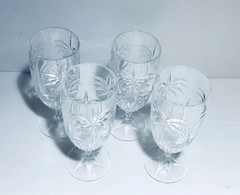 Godinger Glass Set of 4 Crystal Shannon South Beach Palm Tree Classy Tiki Vibe