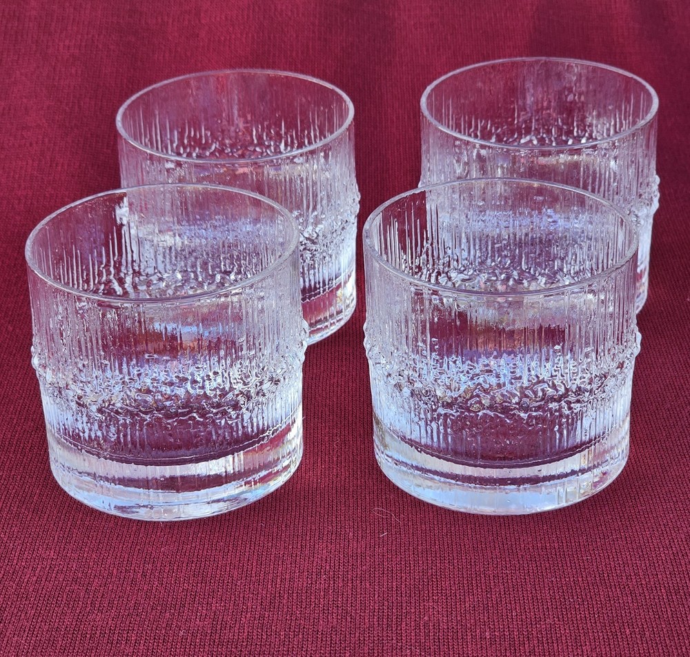 Mid Century Modern Iittala NIVA Finland Rocks Glass. Icicle Look. Tapio Wirkkala