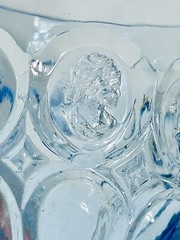 Vintage Wine Glasses/Goblets Set Of 6 Blue Cameo Girls Small Chips See Pic