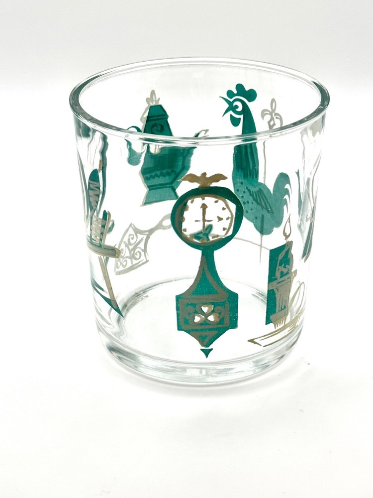 Vintage Hazel Atlas Glass Sour Cream Jar Kitchen Turquoise Blue Low Ball
