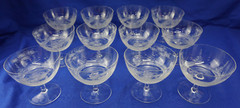 Hunting Wildlife Barware (12) Sherbet or Champagne Glasses, 3 5/8″ Deer Bi (G64)