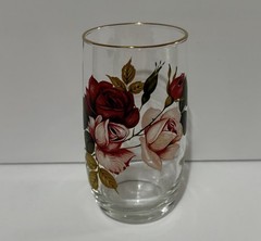 VINTAGE ROSE GLASS TUMBLER SET Of 2 BY WEST VIRGINIA GLASS SPECIALTY CO.