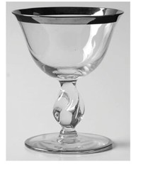 Vintage Wine-Cocktail-Cordial Imperial Glass Double Platinum Twist Stem 1940’s