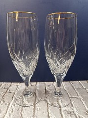 Vintage Beautiful Preview Gold by Mikasa Ice Tea Glasses Set of Two 8 1/2″ Tall