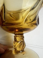 Fostoria Jamestown Swirl Amber 4 1/4” Champagne Sherbert footed Glasses, x 6