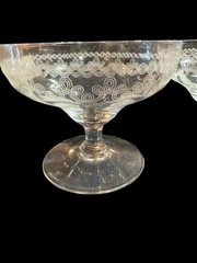 Antique 1800’s Bryce Brothers Needle Etched Champagne Glasses Etch #374