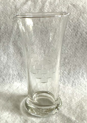 Six MCM Libbey Etched Glass Small Cordial Juice Glasses Flared Rim ~ 4 3/8″ T