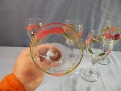 Set of 5 Franciscan Apple Pattern Water Goblets 7 3/8″ Tall
