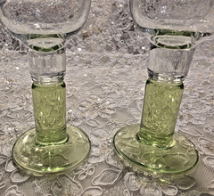 2 Lime Green Stem Liqueur or Port Glass ~ Bormilio Rocco Limocino Goblet Cordial