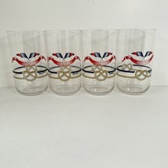 4-Rare Vtg. 80’s Guzzini Italian Acrylic Glasses Flags And Rope Nautical Theme