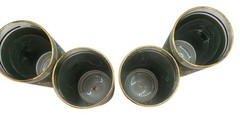 Vtg Jeanette Glass Co. Highball Glasses Laurel & Lyre Green & Gold Set Of 4 MCM