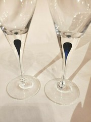 (2) Orrefors “INTERMEZZO” Blue Claret Wine – 8.75” – EXC