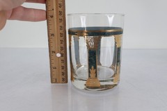 Culver Athens Green 22K Gold Roman Column Rocks Glass Vintage MCM Barware