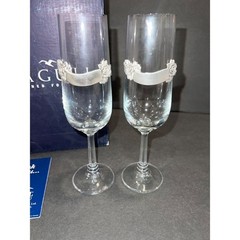 Seagull pewter wedding flutes wine glasses crystal rose engravable gift VINTAGE