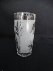 Libbey Glass 5oz Silver Leaf 4 inch Flat Tumbler No Trim Excellent Used Cond.