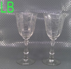 Vintage Fostoria Navarre Meadow Rose Wine Water Iced Tea Glasses Stems Crystal
