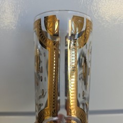 Mid Century HTF Fred Press White Trojan Highball Glass 22k Signed