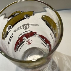 VTG Sports Cars High Ball Drinking Glass Tumbler Jaguar MGA Maserati Sunbeam