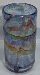 Vintage Hand Blown Iridescent Oil Spill Rainbow Art Glass Cup Tumbler 6.25″ Tall