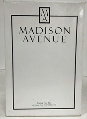 Madison Avenue Toasting Flute Pair Antique Pewter Silver Wedding Design