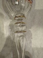Lobmeyr Antique Hand Blown Crystal glass Enameled Gilded red wine Goblet 8 1/2″H