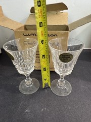 W. M. Dalton French Lead Crystal Boxed Wine Goblet Cordial Old Fashioned Glasses