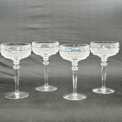 4 Riekes-Crisa Crystal Williamsburg Clear Champagne Sherbet Glasses 6.5″H EUC