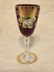 6 VTG Ruby Red Tre Fuochi 24KT Cordial Glasses Murrano 3.5” Tall