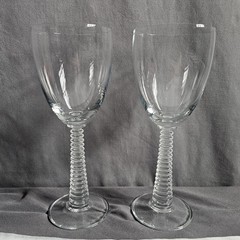 Vintage Soviet Wine Glasses Footed Set Of 2 Stacked Disc Column 8oz