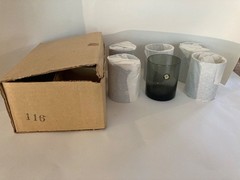 VIntage Sasaki 62 Piece Coronation Smoke Black Glassware Set Original Packaging