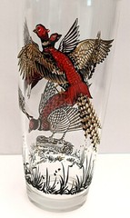 Vintage Hazel Atlas Peasant Highball Glass 8.1/8″ Tall Barware Gold Rim 1950s